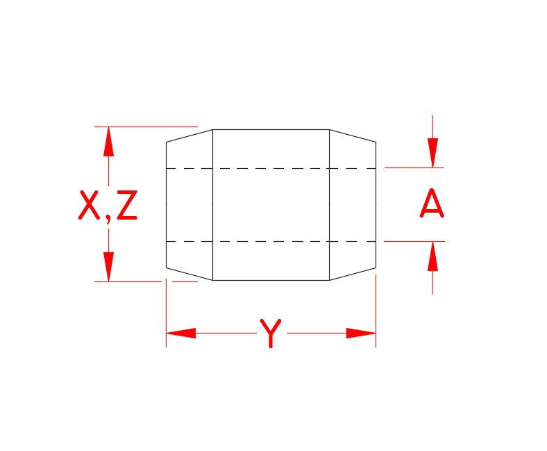 Stainless Steel Cylindrical Terminal swage terminal, S0758-0001, S0758-0002, S0758-0003, S0758-0004, S0758-0005, Line Drawing